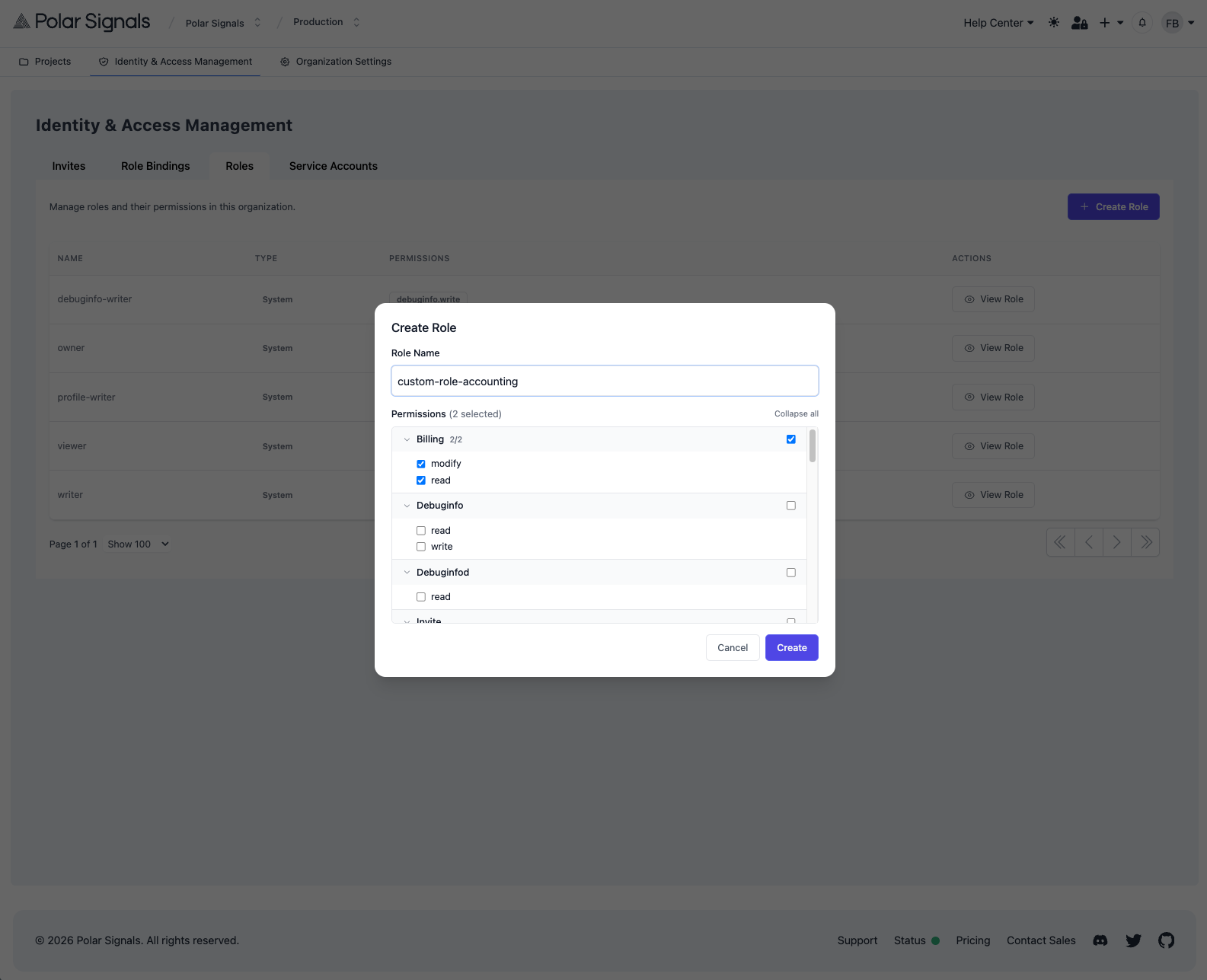 Create Custom Role